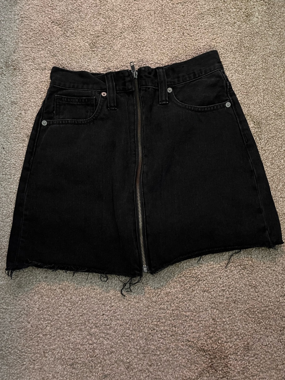 Madewell Black Denim Skirt with Front Zip Detail
